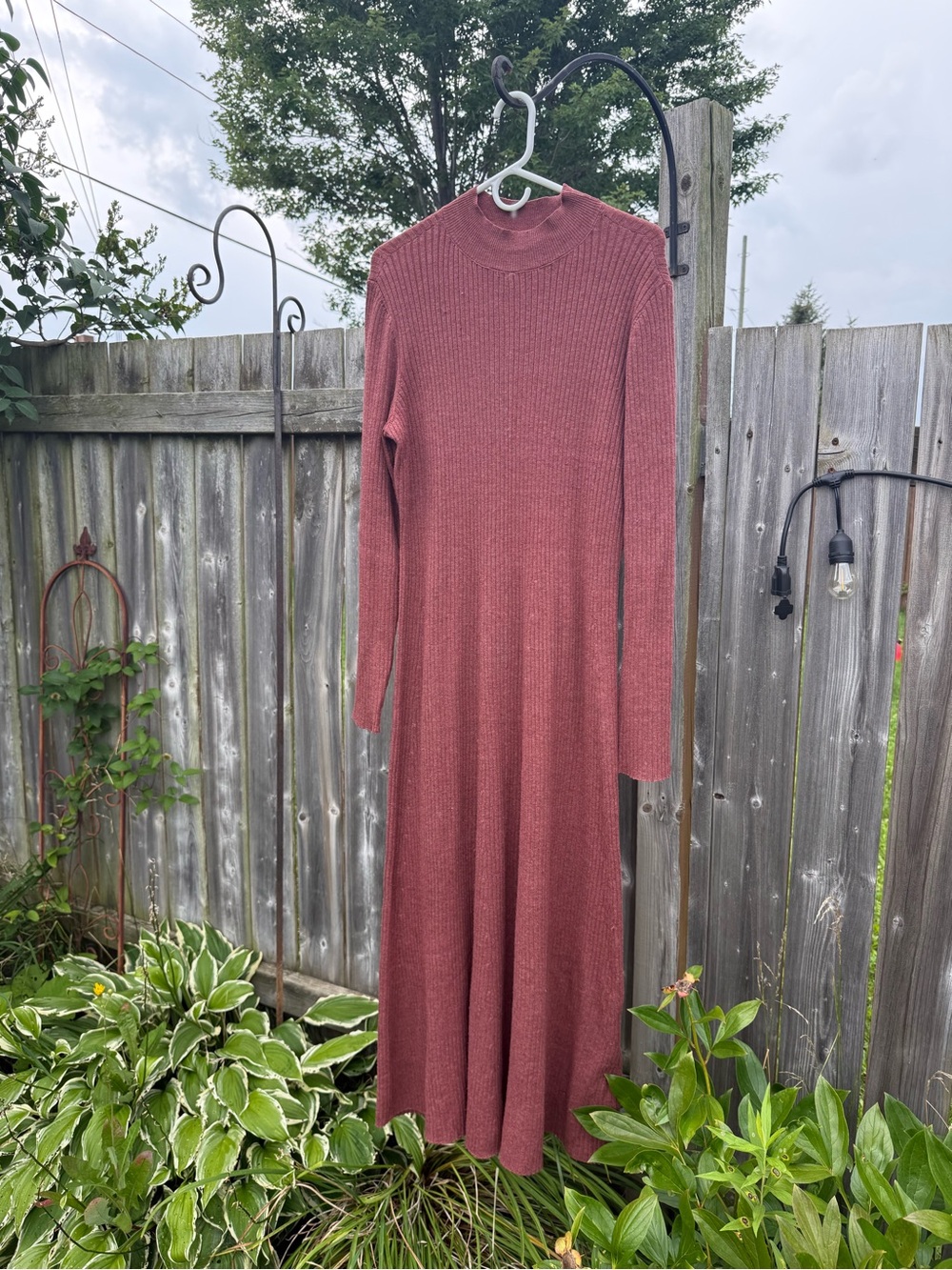Joe Fresh Ribbed Long Sleeve Maxi Dress - Rusty Rose